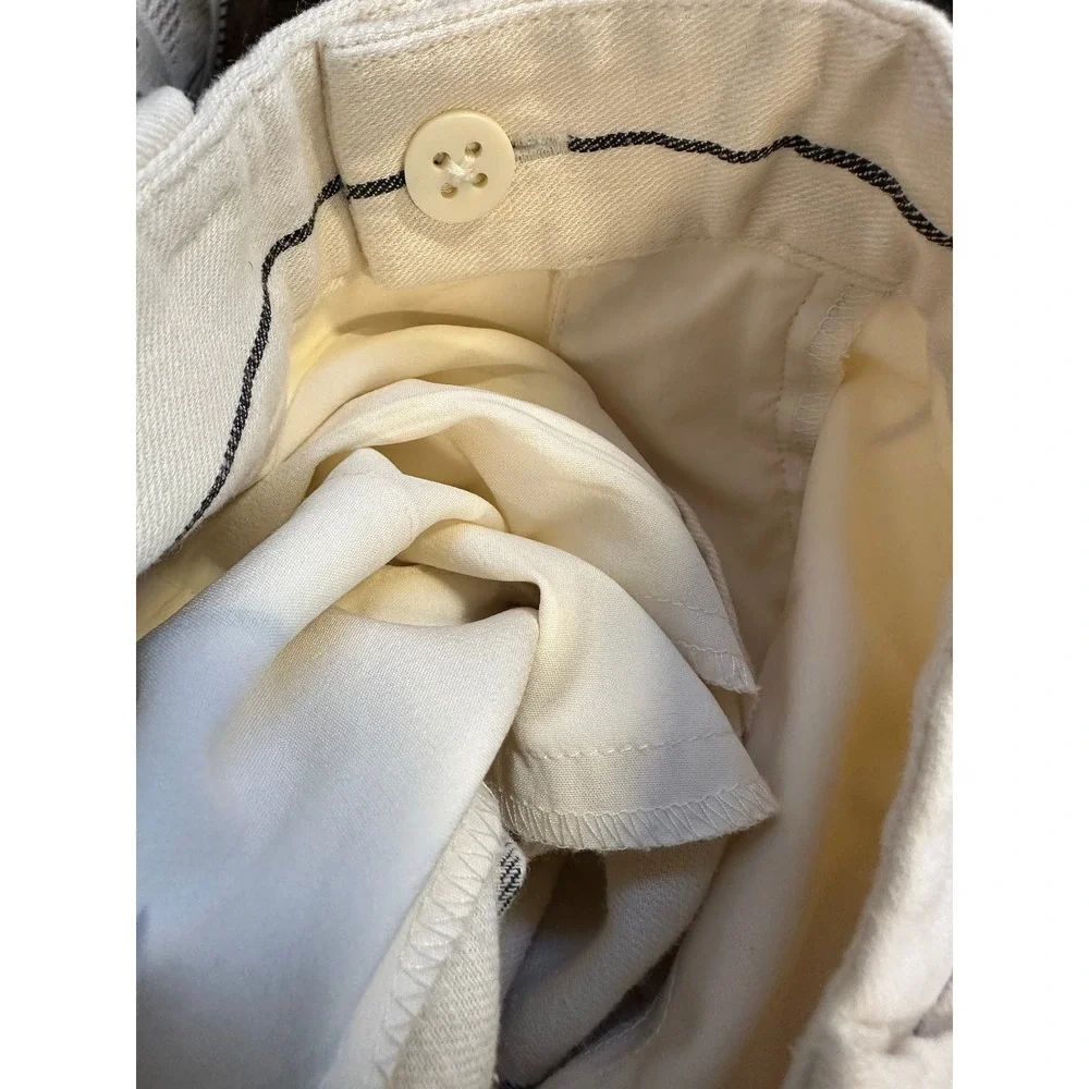 Lauren Ralph Lauren Linen Blend Pants Cream Stripe Wide Leg Minimalist Office - Picture 10 of 16